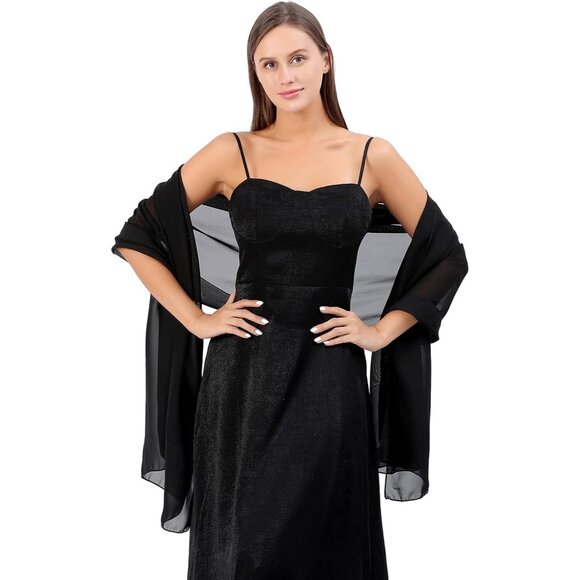 Chiffon Shawl Wraps for Women Elegant Sheer Bridal Evening Dress Accessory - Picture 7 of 7